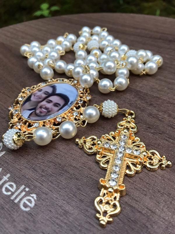 Terço de Noiva com foto - Arabesco