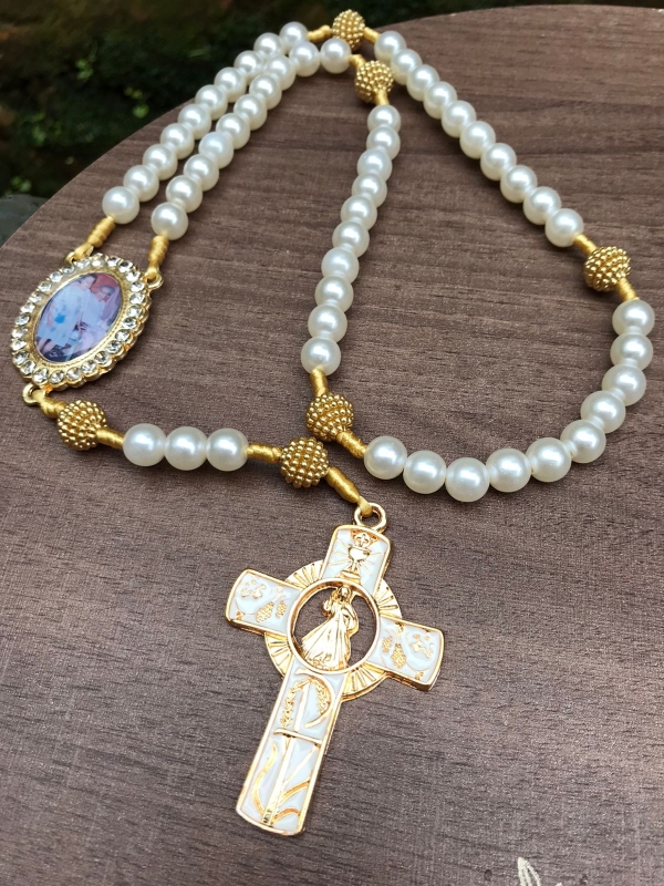 Terço com foto strass - Cássia